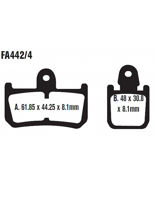 Klocki hamulcowe EBC FA423/4 A. 61.85 x 44.25 x 8.1mm B. 48 x 30.8 x 8.1mm NA PRZÓD