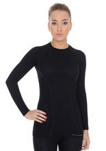 Koszulka damska Brubeck Active Wool z długim rękawem czarna